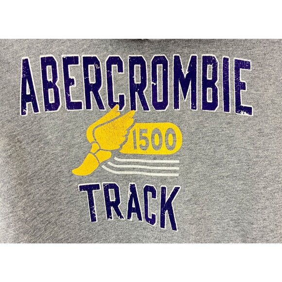 Vtg Abercrombie Fitch Hoodie Men’s XL Spell Out Pullover Gray 90s Y2K Sweatshirt - Picture 4 of 11